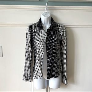 Agnès b. lightweight cotton graphic optical illusion monochrome blouse